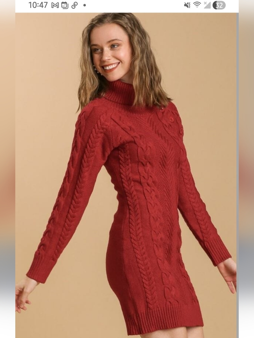 Ann Taylor Wool Blend Red Cable Knit Mock Neck Sweater Dress Long Sleeve Size M